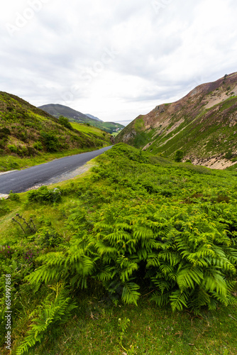 Sychnant Pass in North Wales, near Conwy, high road. photo