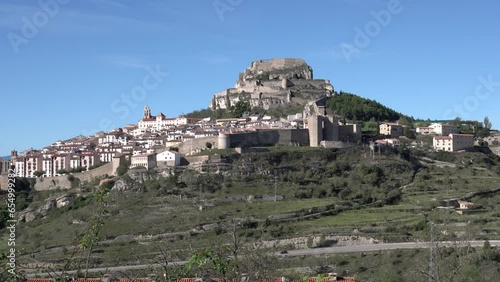 Beautiful Spanish hilltop town of Morella Spain with castle and church Castellon Province, Valencian Community