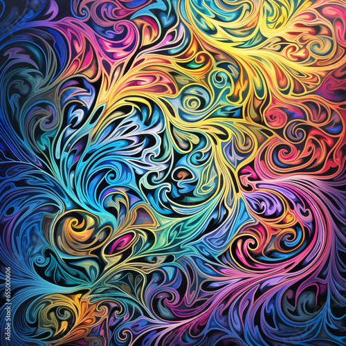 fractal irridescent pattern in gouache style