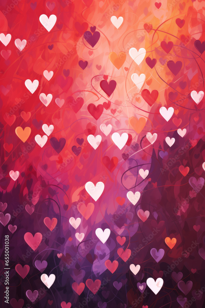 Abstract love background with hearts, valentines greeting card - obrazy, fototapety, plakaty 