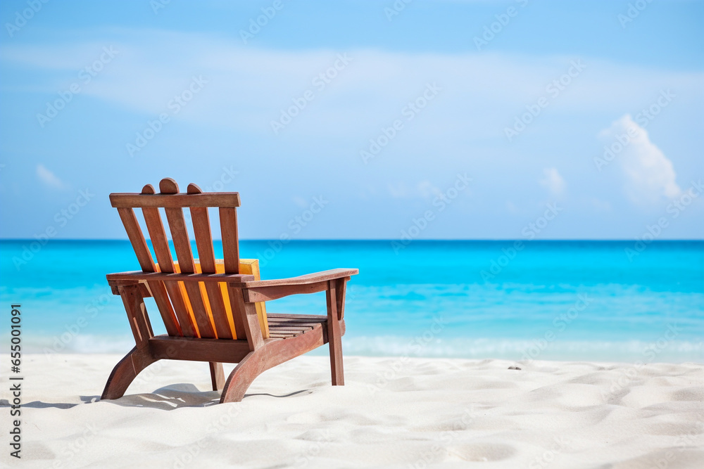 two wooden chairs in a tropical beach environment
