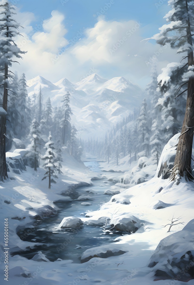 Obraz premium winter landscape with snow covered trees