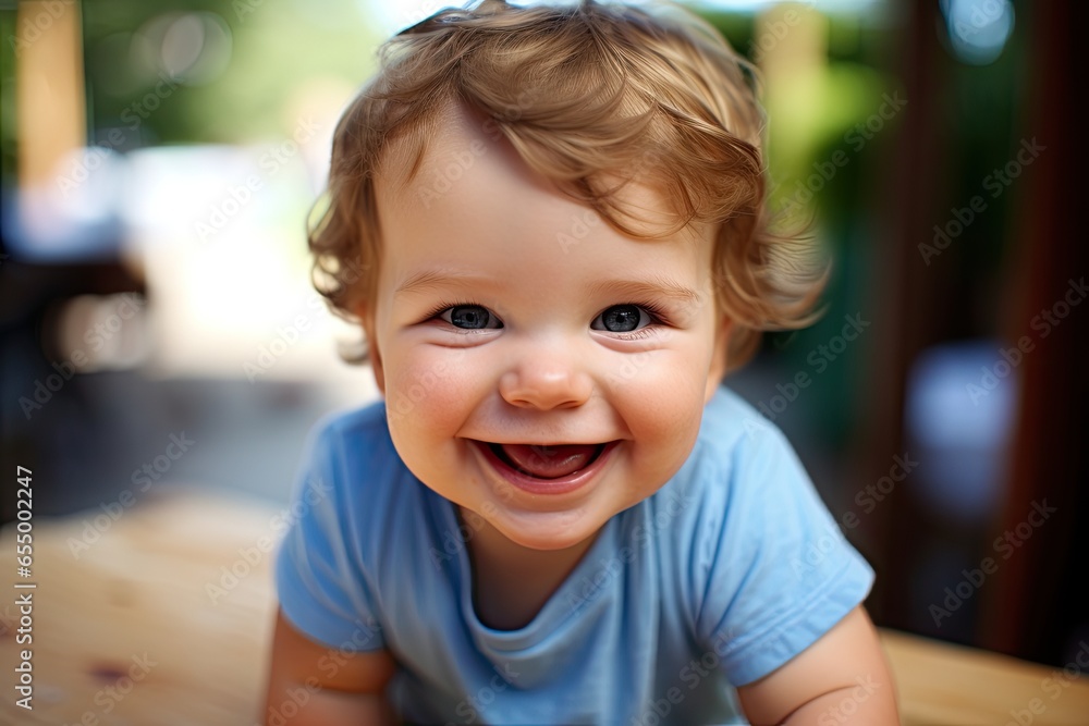 cheerful and delighted baby, beaming with a wide smile and emitting a joyful laugh cheerful and delighted baby, beaming with a wide smile and emitting a joyful laugh