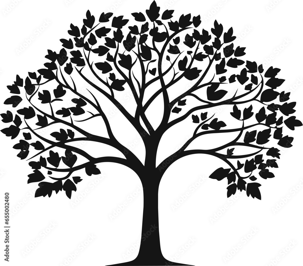 Obraz premium Flower love tree silhouette. Vector illustration
