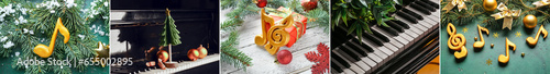 Christmas collage with musi...