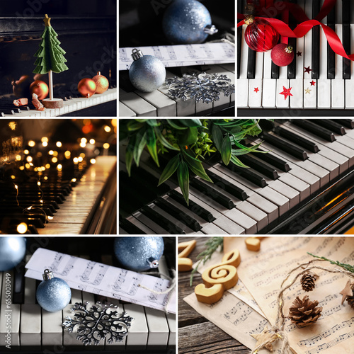 Christmas collage with musi...