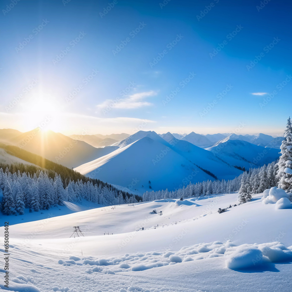 Fototapeta premium Mountain Majesty: Witness the Breathtaking Sunrise That Will Leave You Speechless!