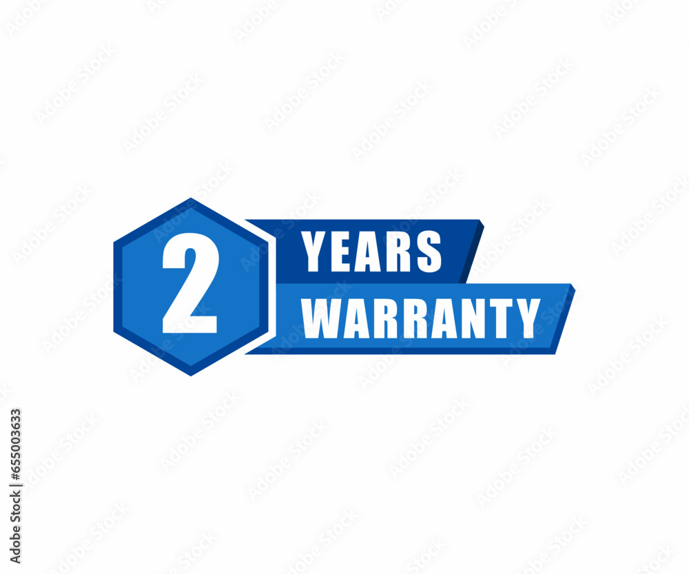 2 year warranty stamp badge isolated on white background. Two years warranty label 2 year warranty stamp badge isolated on white background. Two years warranty label