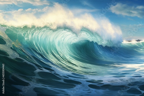 Digital artwork depicting the beauty of ocean waves. Generative AI © Juan