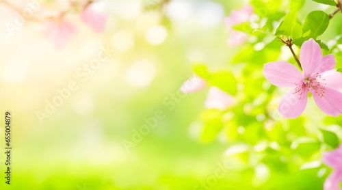 close up Beautiful natural spring summer defocused panoramic background frame with fresh juicy foliage and bokeh outdoors in nature.