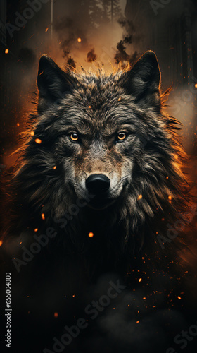 Angry Wolf with Vibrant Colors