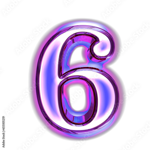 Blue symbol in a purple frame with glow. number 6