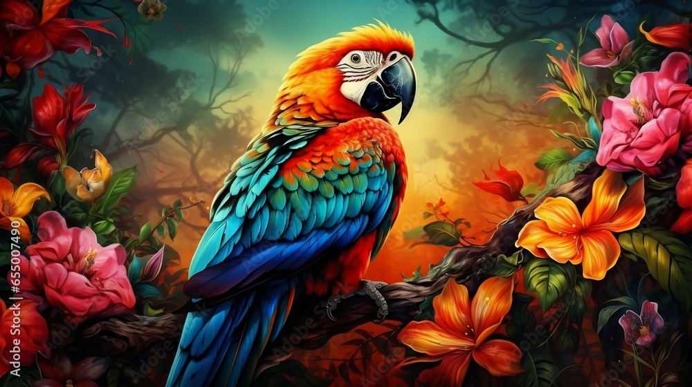 background with exotic bird
