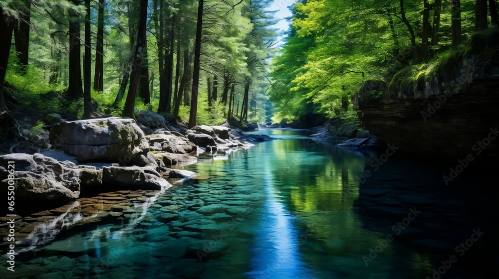 a pool of calm and clear water, nestled in a shady forest
a pool of calm and clear water, nestled in a shady forest