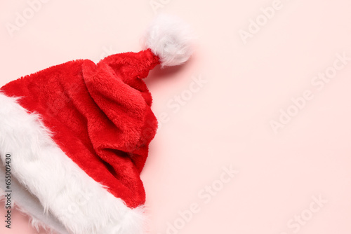 Santa hat on pink background