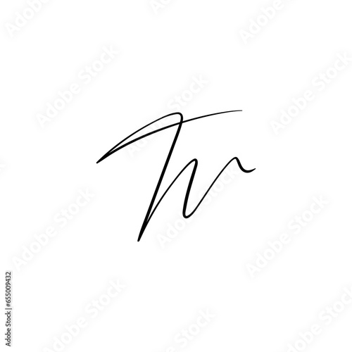TV initial signature logo. Handwriting logo template vector
