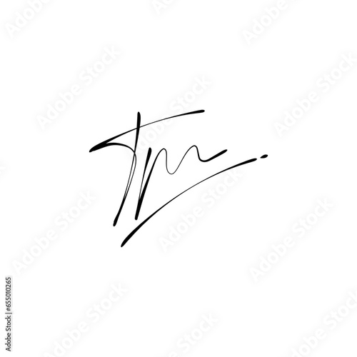 Handwritten tm letter logo, letter t and m monogram logo template