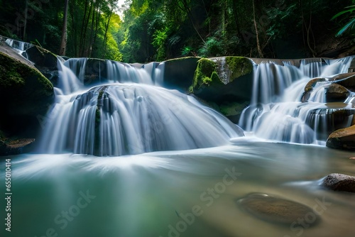 waterfall in the forest © zaroosh