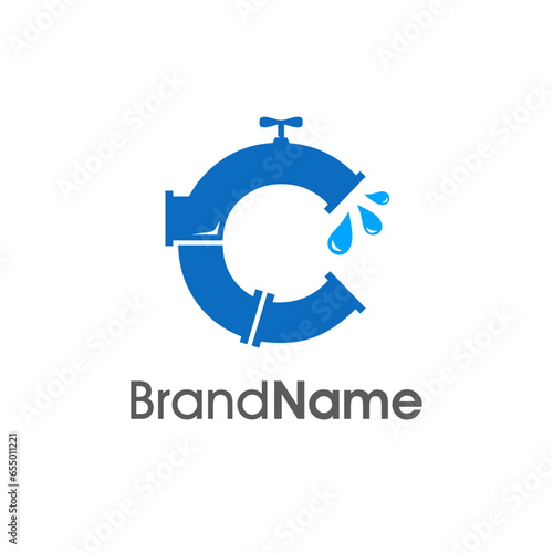 Modern Initial C Pipe and Water Logo
