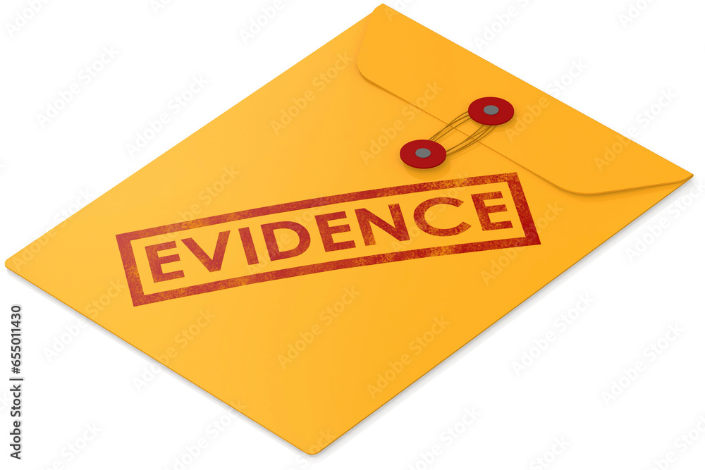 Yellow envelope with evidence word