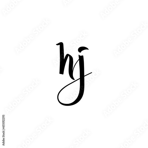 hj initial letter signature logo. Handwritten h j monogram logo template