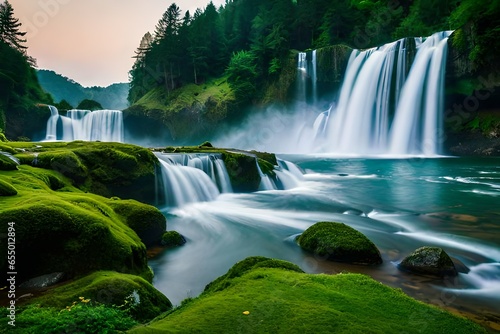 waterfall in plitvice national park generated by AI technology 