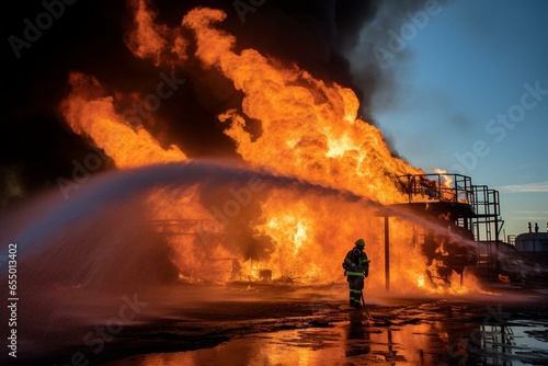 Fiery blaze engulfs nozzle. Generative AI