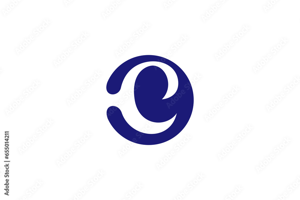 Initial letter C, monogram logo, in blue circle flat design on white background Initial letter C, monogram logo, in blue circle flat design on white background