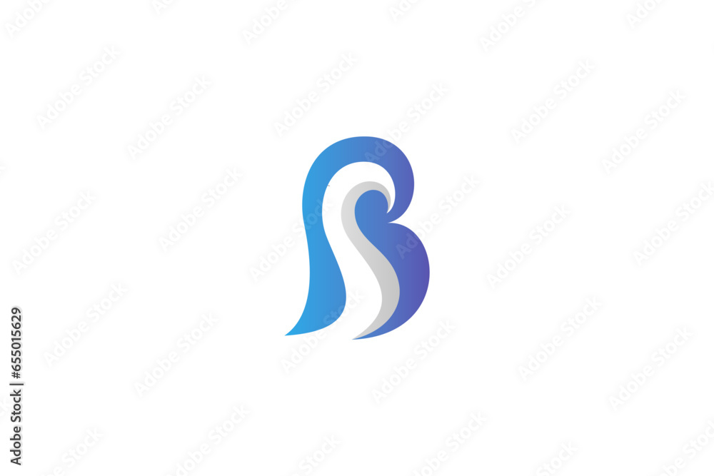 Initial letter BS, monogram logo, in blue flat design on white background
