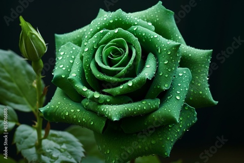 Rose of rich green color. Generative AI