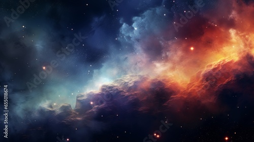 a beautiful view telescope view on space galaxy with stunning looking stars and planets of the universe. 4l, 16:9, desktop wallpaper background. Generative AI