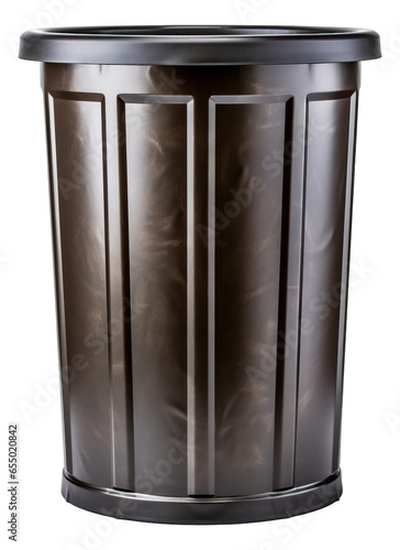 Black trash can with lid in 3d illustration isolated.