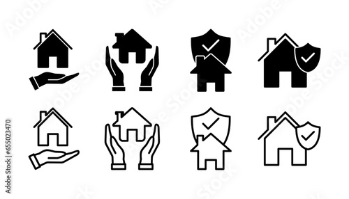 Home insurance icon vector. home shield protect logo