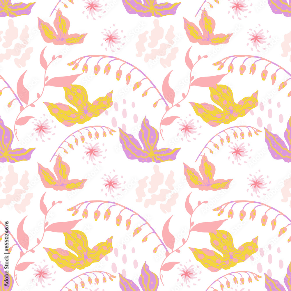 abstract flowers seamless pattern