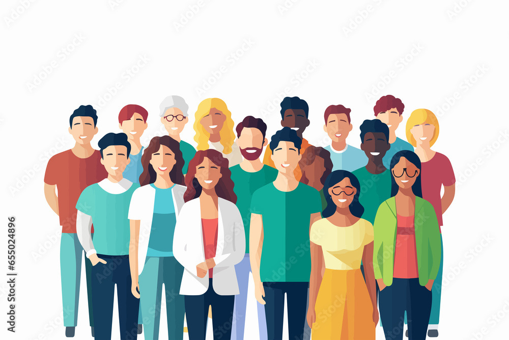 inclusive group of people vector flat isolated vector style illustration - obrazy, fototapety, plakaty 
