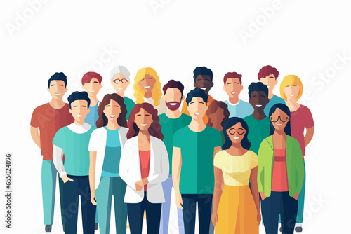 inclusive group of people vector flat isolated vector style illustration photo