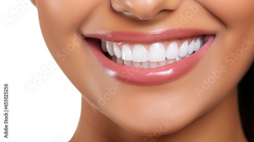 A beautiful model woman smiling with clean teeth.