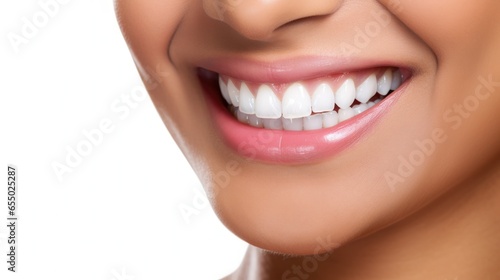 A beautiful model woman smiling with clean teeth.