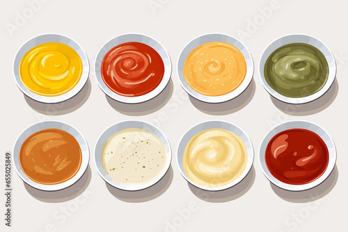 sauces in bowls vector flat minimalistic isolated vector style illustration
