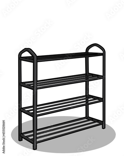 Vector illustration of shoes rack lineart isolated on white background, signs and symbol