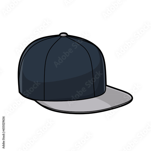 Vector illustration of snapback hat cap lineart isolated on white background, signs and symbol