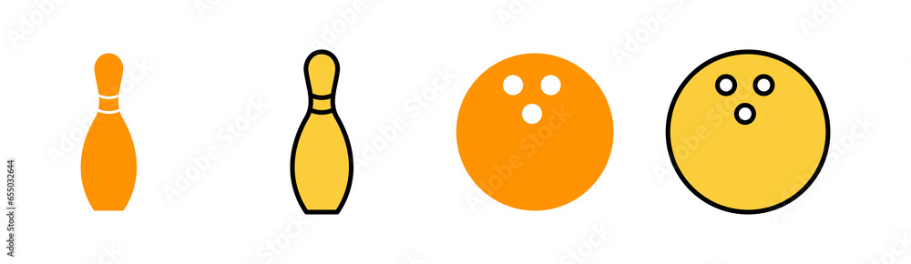 Fototapeta premium Bowling icon set for web and mobile app. bowling ball and pin sign and symbol.