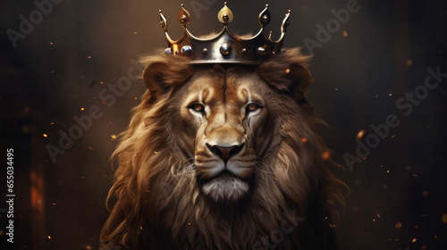 Tablou canvas lion crown christian concept art