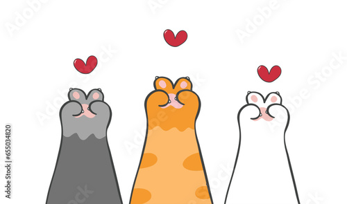 Cheerful cat paws with victory gesture in a whimsical doodle art style. Perfect for conveying teamwork, determination, and motivation. Ideal for cat lovers and animal enthusiasts.