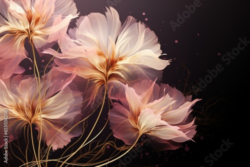 Stunning abstract floral background in gold and pink. Generative AI