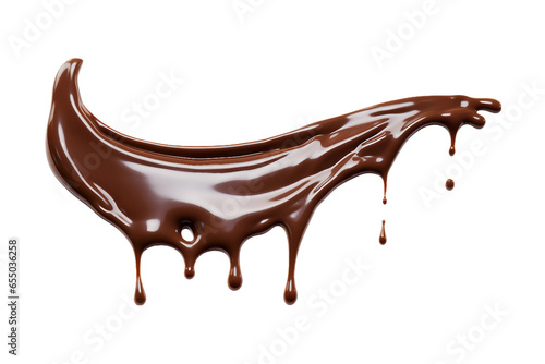 Melted chocolate dripping isolated on a white background photo