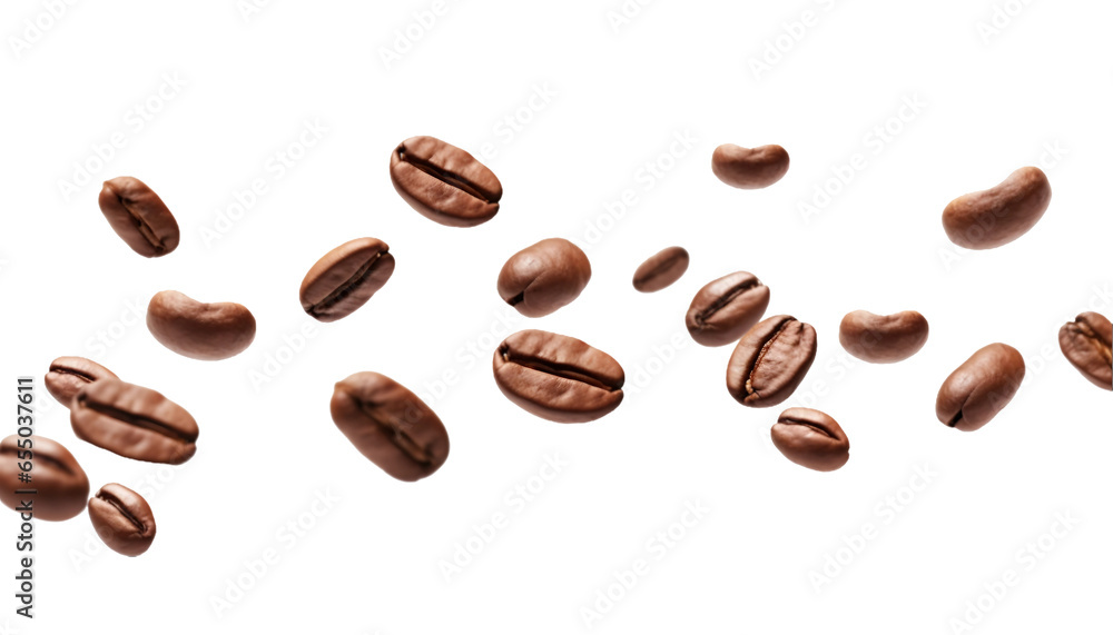 falling coffee beans isolated on a white background falling coffee beans isolated on a white background