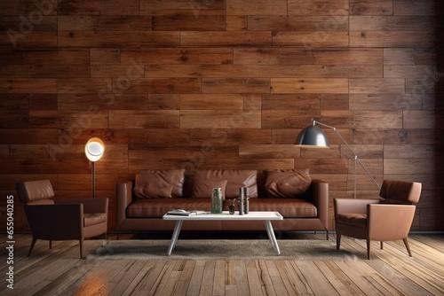 Wooden living room background texture design. Generative AI