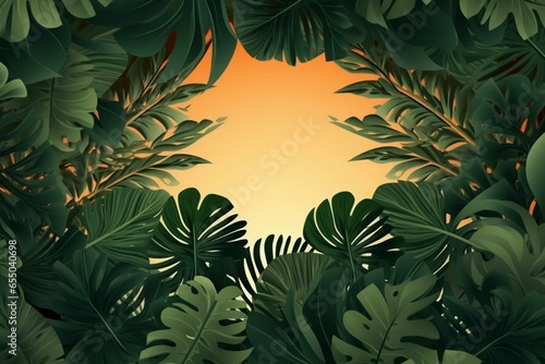 Background with lush tropical leaves. Generative AI