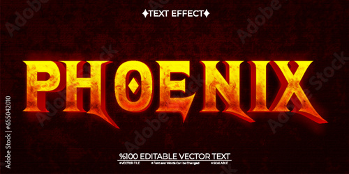 Shine Yellow and Red Phoenix Editable Vector Text Effect